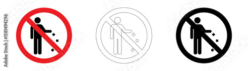 No littering prohibition sign in vector format