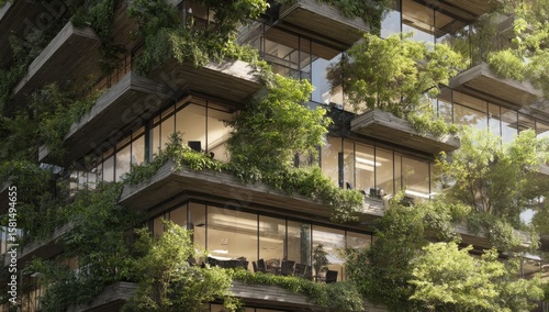 Wallpaper Mural Verdant concrete high-rise facade with lush greenery Torontodigital.ca