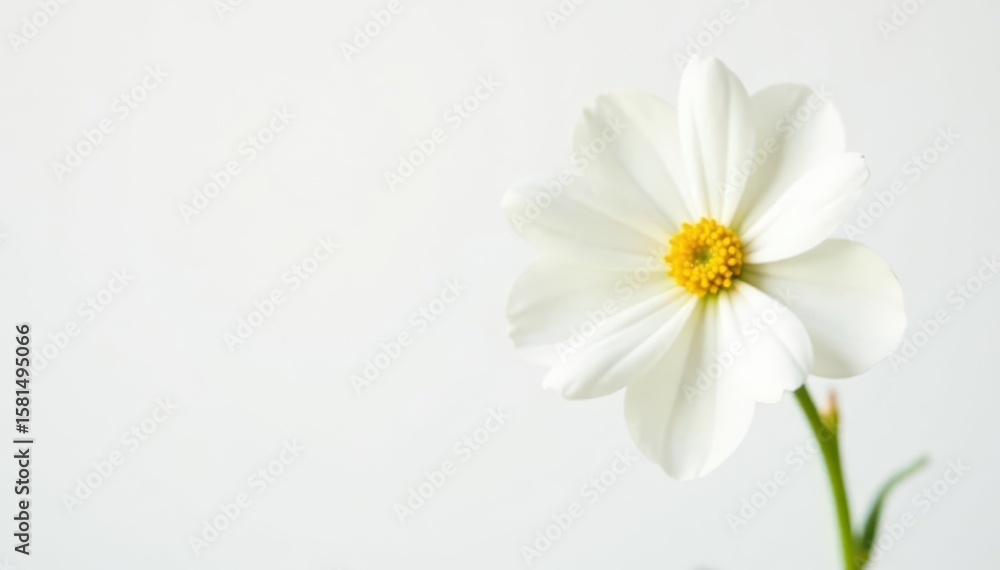 Obraz premium Single white-beige gypsophila flower, crisp white background Macro shot , isolated, nature, delicate