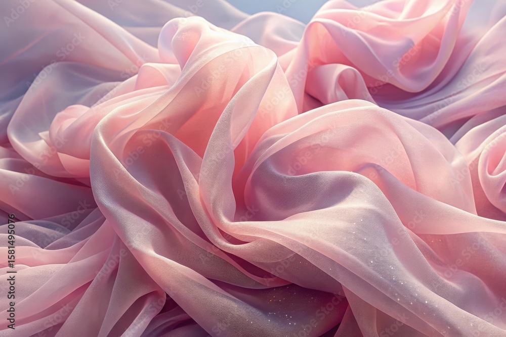 Obraz premium Close up of flowing pink fabric with soft folds and subtle light creating a dreamy aesthetic look