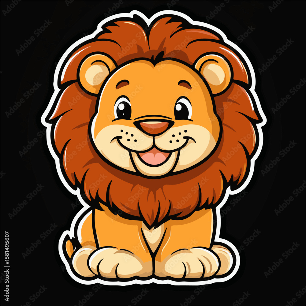 Obraz premium Adorable Lion Cub Vector Illustration A Charming Animal Artwork with Fur, Perfect for Kids or Nature Enthusiasts' Projects