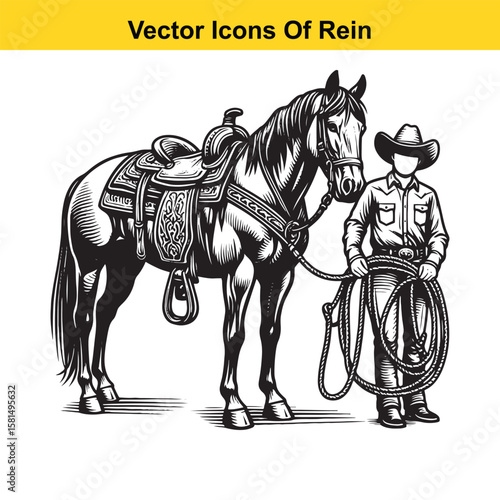 Western Horse Reins – Traditional Cowboy Riding Gear, Symbol of Control and Heritage