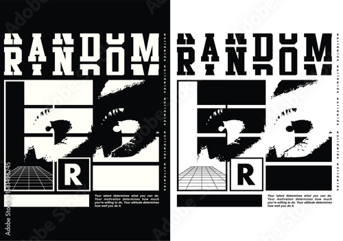 Random Graphic Art: A captivating graphic design featuring the word RANDOM, artistic layout, and intricate details creates an eye-catching piece.