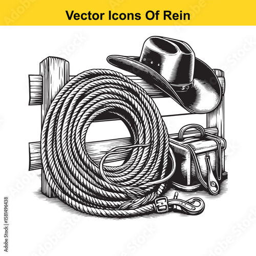 Western Horse Reins – Traditional Cowboy Riding Gear, Symbol of Control and Heritage