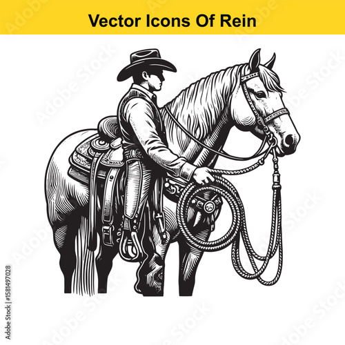 Western Horse Reins – Traditional Cowboy Riding Gear, Symbol of Control and Heritage