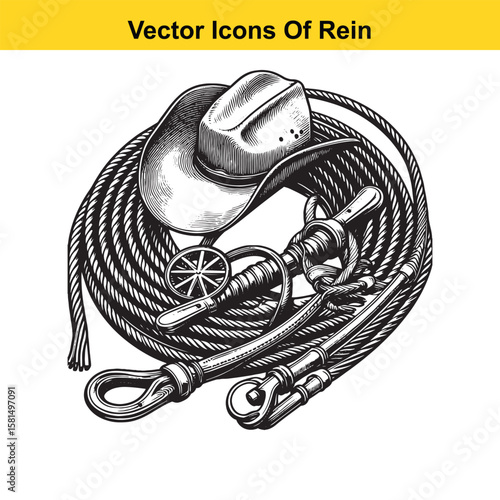 Western Horse Reins – Traditional Cowboy Riding Gear, Symbol of Control and Heritage