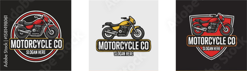 Motorcycle company logos featuring different motorcycle designs.
