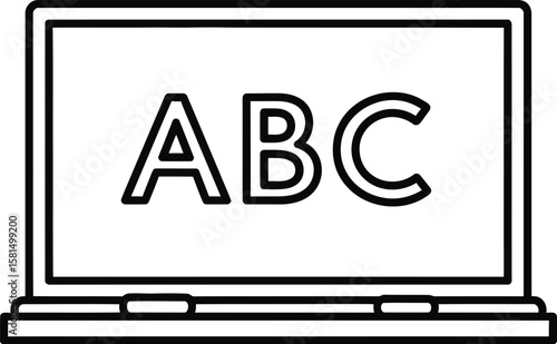 Vector art of a simple blackboard with the letters abc, representing education and learning, isolated on white background