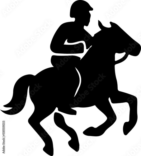 Silhouette of a cavalry warrior raising a sword while riding fast. Ideal for themes of bravery, combat, and strength