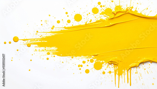 Bold yellow paint stroke with splash trail, vivid and sharp at edges.