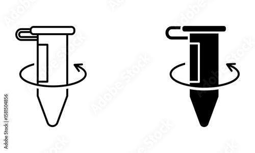 test tube with rotating arrow, illustration of centrifugation process icon vector
