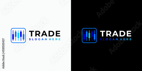 A vector logo design featuring a candlestick shape and geometric connection circles in a modern, simple, clean, and abstract style. Icons for business, technology, trading, and personal branding.