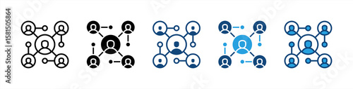 Network icon set multiple style collection