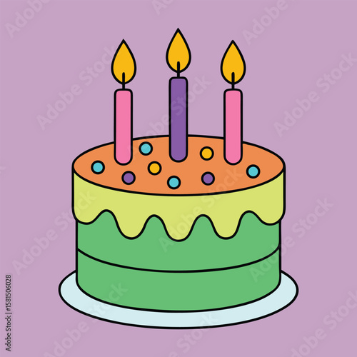 A vibrant birthday cake topped with colorful candles glowing bright, ready to be blown out as wishes are made and joyful celebrations fill the air with happiness and cheer.
