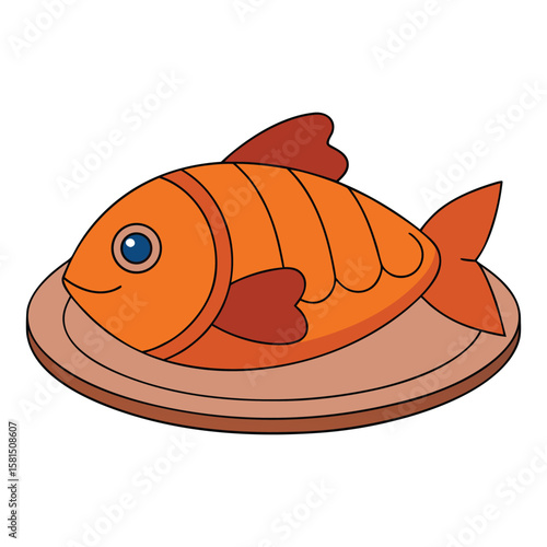 A perfectly roasted fish served on a plate, garnished with lemon slices, herbs, and vegetables—steaming hot with crispy skin and tender, flaky meat inside.
