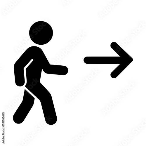 Pedestrian this way signage icon with transparent background symbolizing directional guidance and walking route for foot traffic
