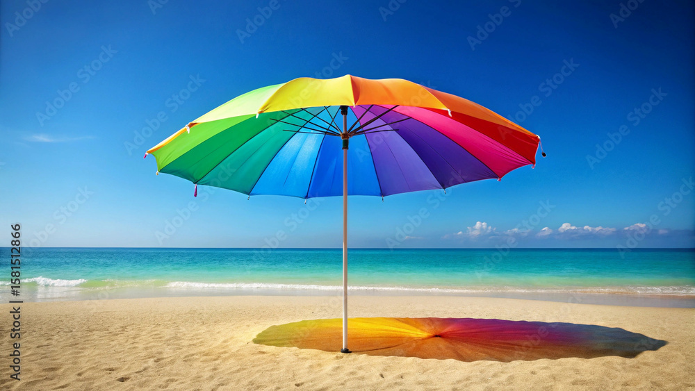 Vibrant beach umbrella against blue sky, beach, umbrella, colorful, vibrant, summer, leisure, travel, vacation, sunny Vibrant beach umbrella against blue sky, beach, umbrella, colorful, vibrant, summer, leisure, travel, vacation, sunny