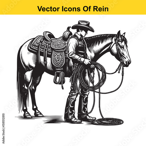 Western Horse Reins – Traditional Cowboy Riding Gear, Symbol of Control and Heritage