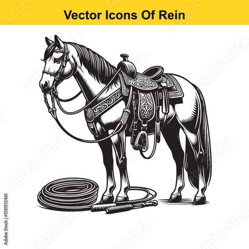 Western Horse Reins – Traditional Cowboy Riding Gear, Symbol of Control and Heritage