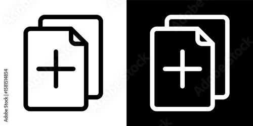 Add New Document Icon Vector Outline File Plus Symbol Create New File Document Line Art