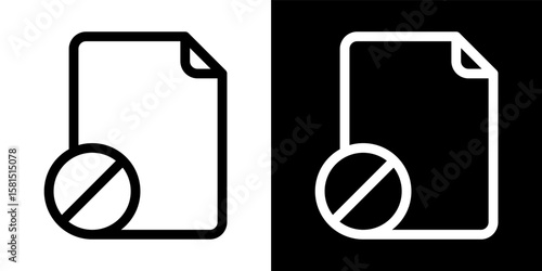 Prohibited File Document Error Line Icon for Websites and Apps