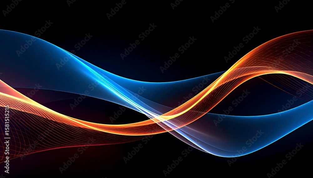 Naklejka premium Abstract flowing lines of vibrant color on a dark background