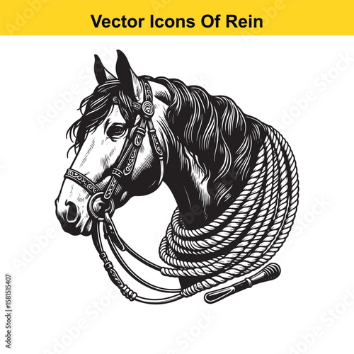 Western Horse Reins – Traditional Cowboy Riding Gear, Symbol of Control and Heritage