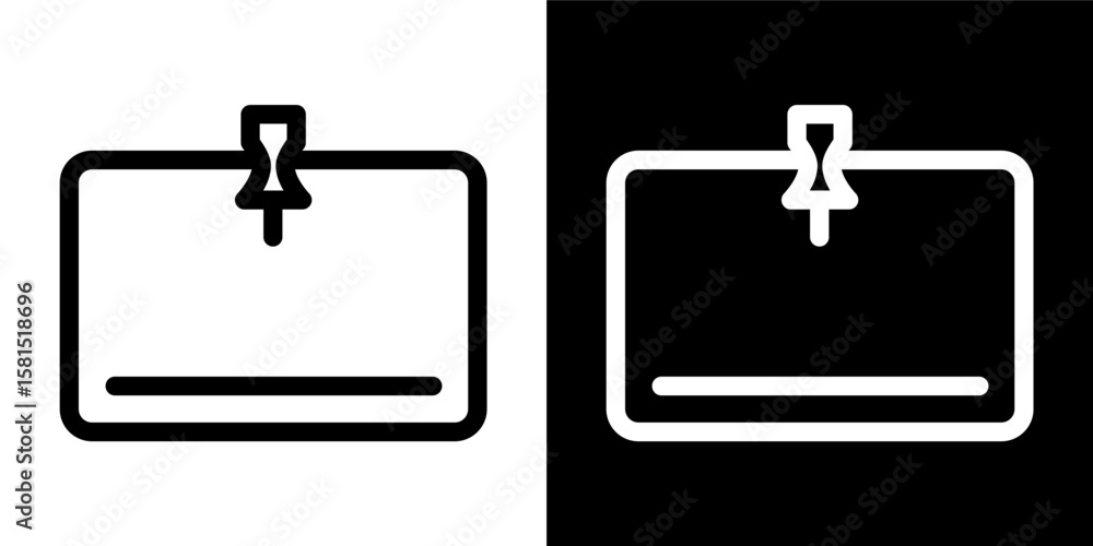 Obraz premium Pin Board Bulletin Icon Message Note Outline Minimalist Reminder Black White Background