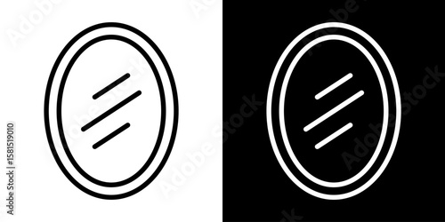 Mirror Icon Reflection Black White Line Art Simple Elegant Minimal Design Object