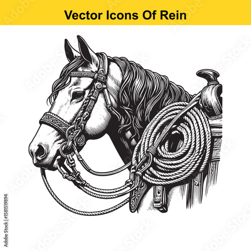 Western Horse Reins – Traditional Cowboy Riding Gear, Symbol of Control and Heritage