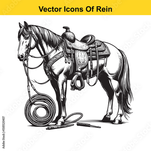 Western Horse Reins – Traditional Cowboy Riding Gear, Symbol of Control and Heritage