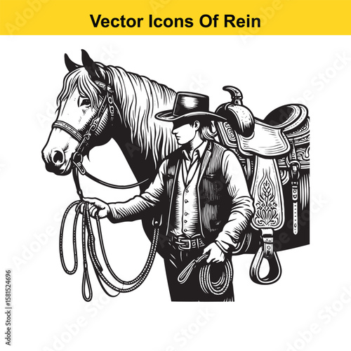 Western Horse Reins – Traditional Cowboy Riding Gear, Symbol of Control and Heritage