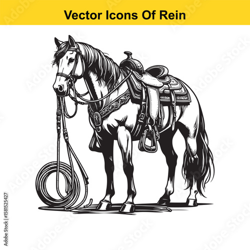 Western Horse Reins – Traditional Cowboy Riding Gear, Symbol of Control and Heritage