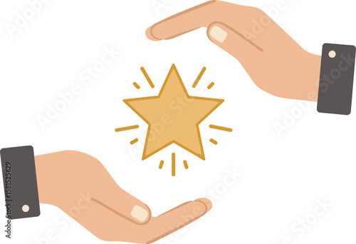Two hands protecting a golden star, symbolizing guardianship and achievement.