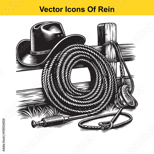 Western Horse Reins – Traditional Cowboy Riding Gear, Symbol of Control and Heritage
