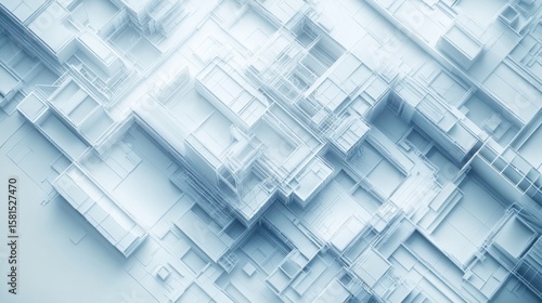 Abstract geometric shapes in a complex pattern.