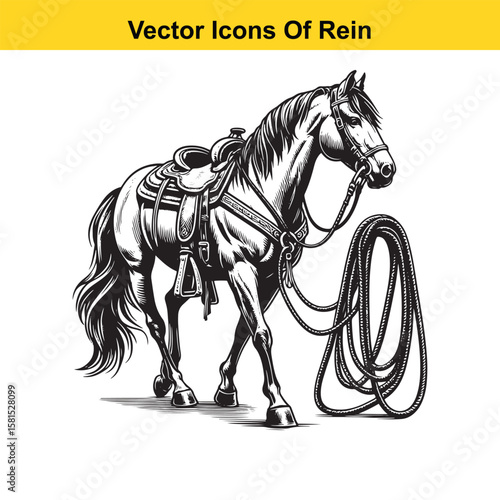 Western Horse Reins – Traditional Cowboy Riding Gear, Symbol of Control and Heritage