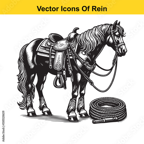 Western Horse Reins – Traditional Cowboy Riding Gear, Symbol of Control and Heritage