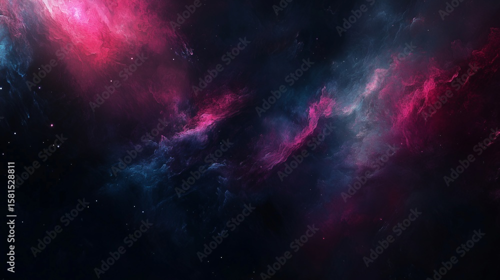 Fototapeta premium 黒い背景でシンプルな宇宙空間の星雲の様な煙で曇ったグラフィック画像