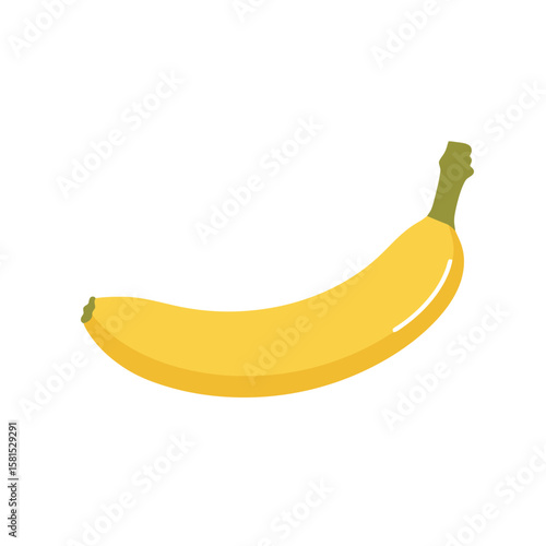 Yellow Banana Fruit, Flat Vector Illustration