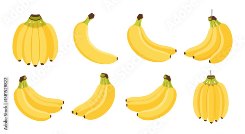 Ripe Banana Collection: Vector Illustration Set