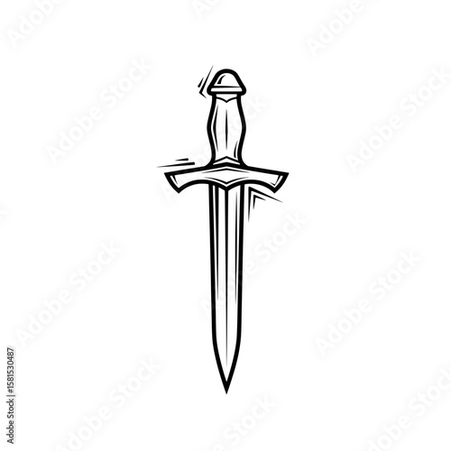 Medieval sword with detailed hilt and blade for historical or fantasy themes
