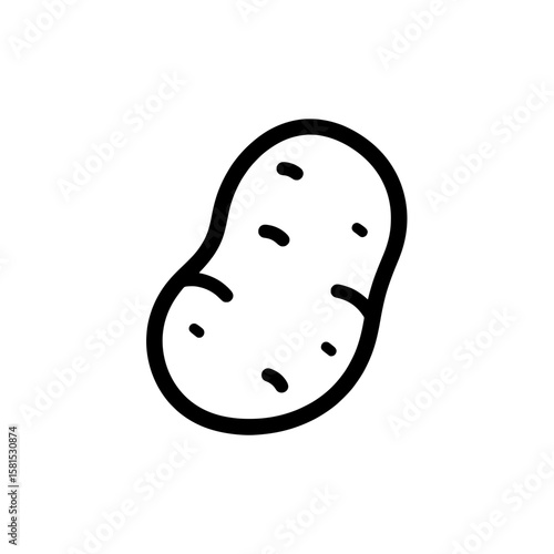 Line art icon of a potato with sprouted eyes for food packaging