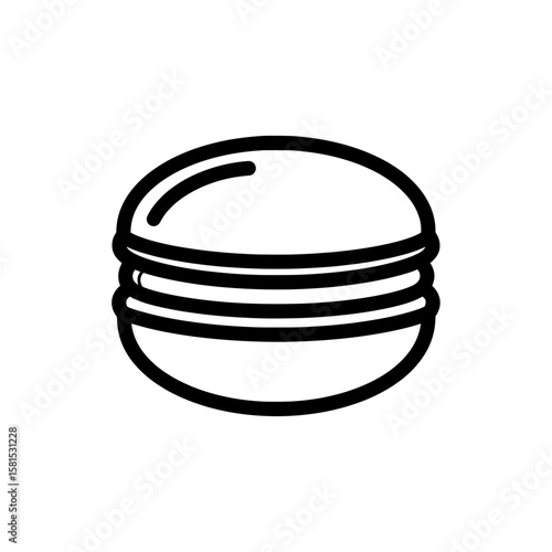Stack of macarons with shiny top in minimal outline style