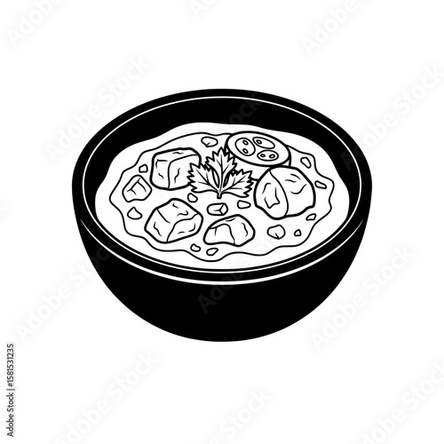 bowl of chili with vegetables and herbs