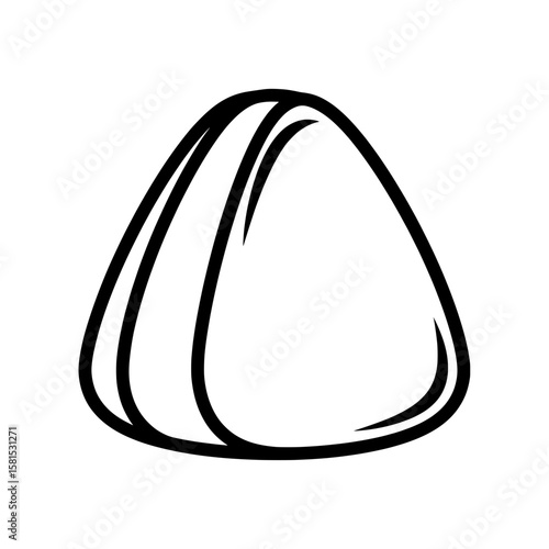 simple black onigiri rice ball icon for food branding