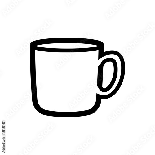 Simple black coffee mug outline for coffee shop branding