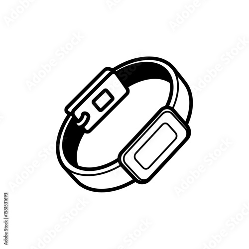 Black wristband with digital display and buckle closure