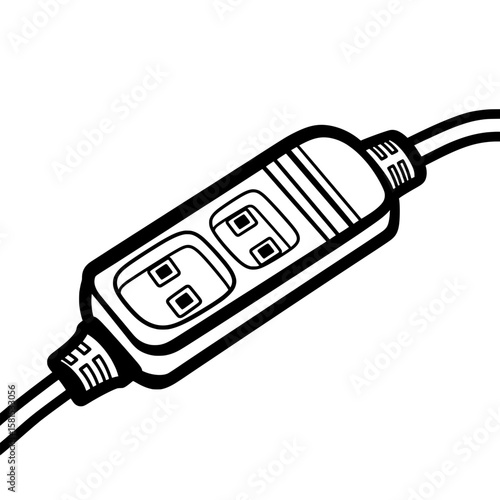 Power strip with multiple outlets and plugs