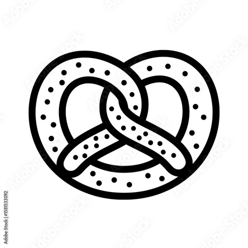 Black outline pretzel icon with dotted details for food and snack branding